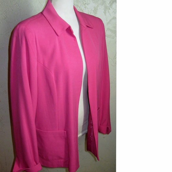 Sag Harbor Stretch New Bright Pink Blazer Size 14 - Picture 4 of 6